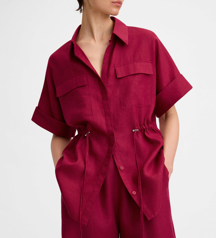 Linen blouse tie waist