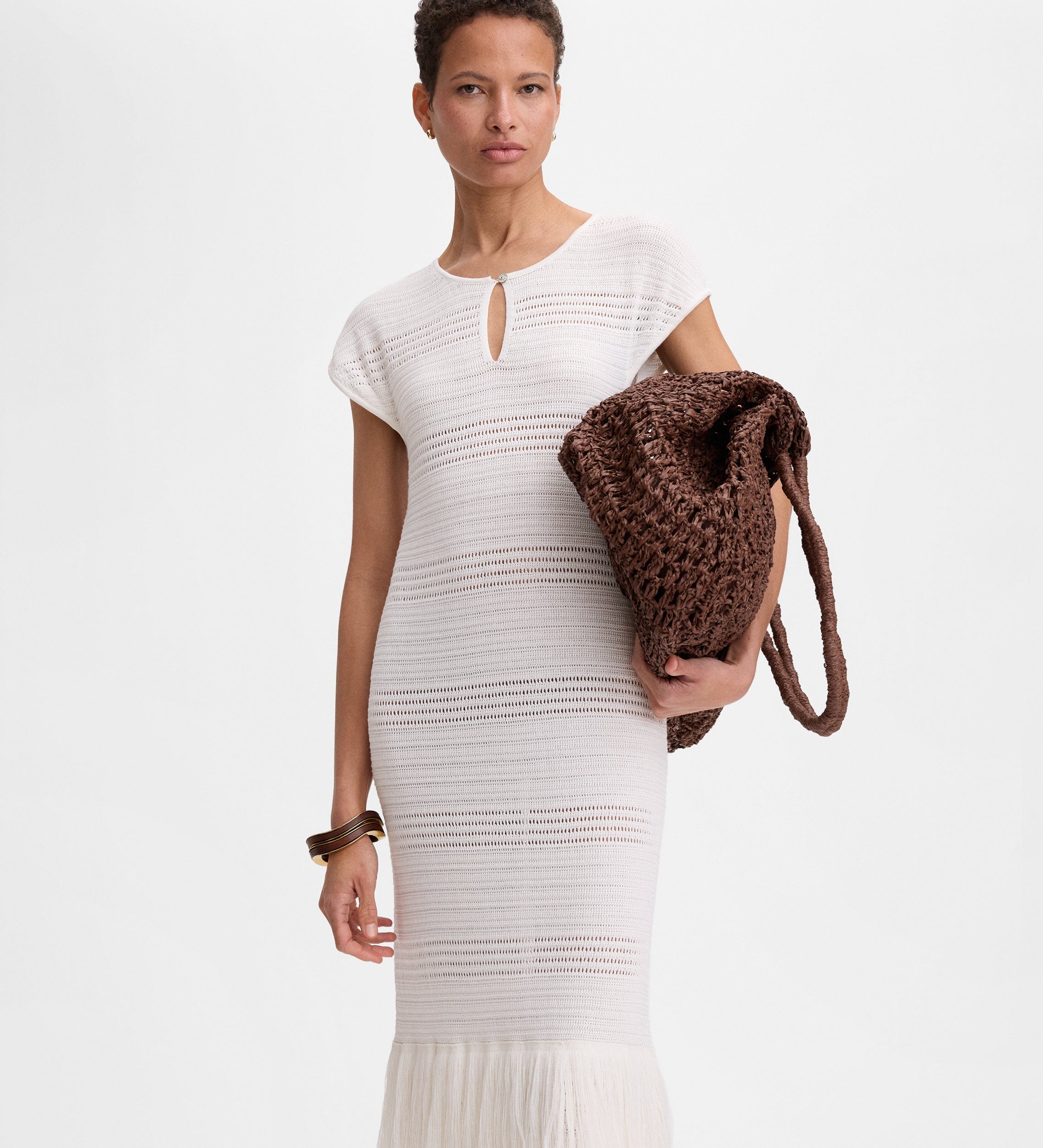 Vestido punto flecos