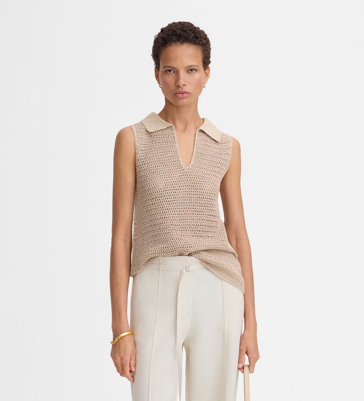 Polo neck knit top