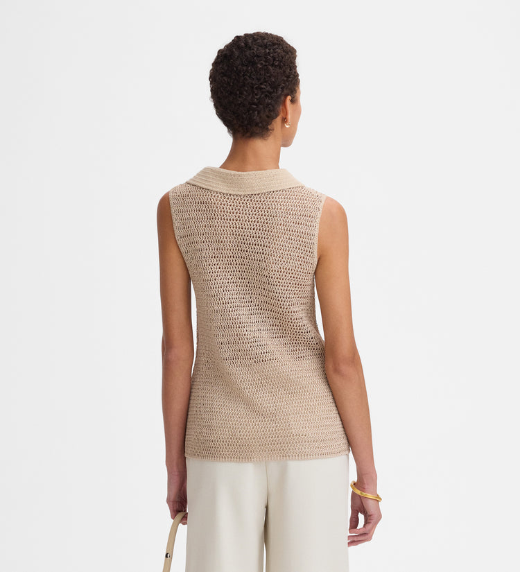 Polo neck knit top