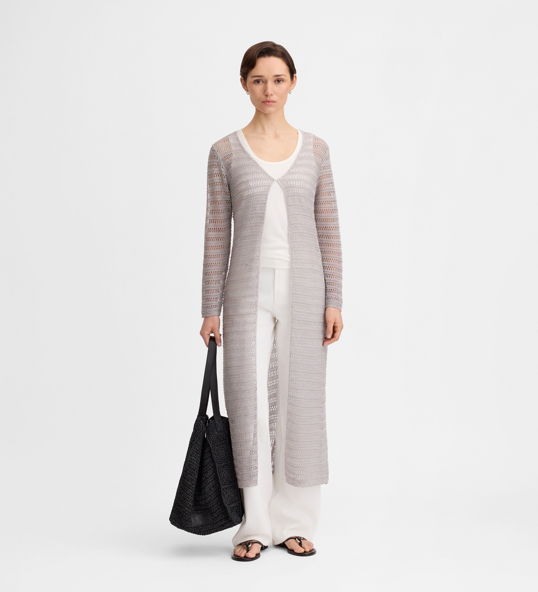 Long openwork cardigan