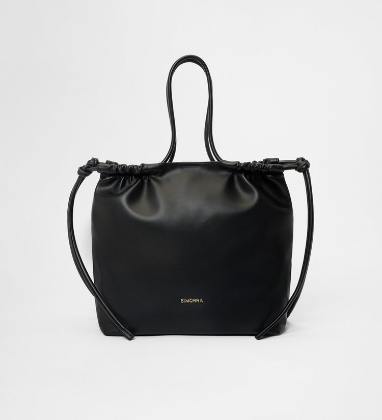 Leather drawstring bag