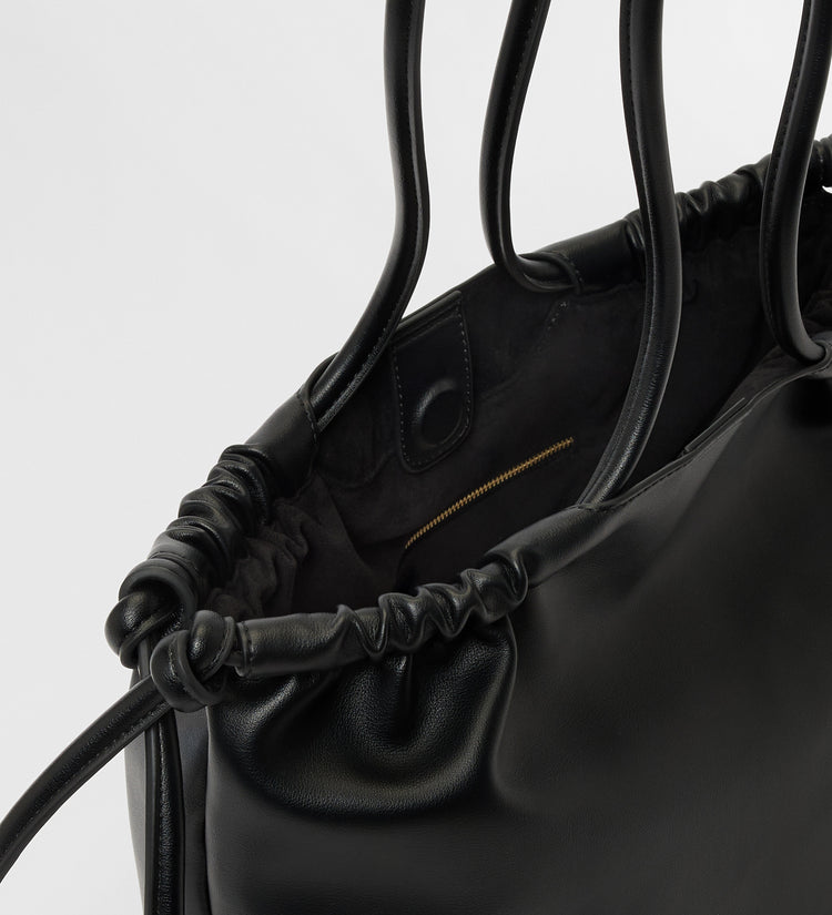 Leather drawstring bag