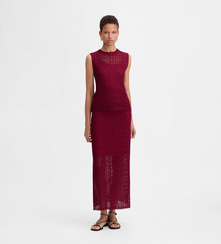 Openwork knit skirt