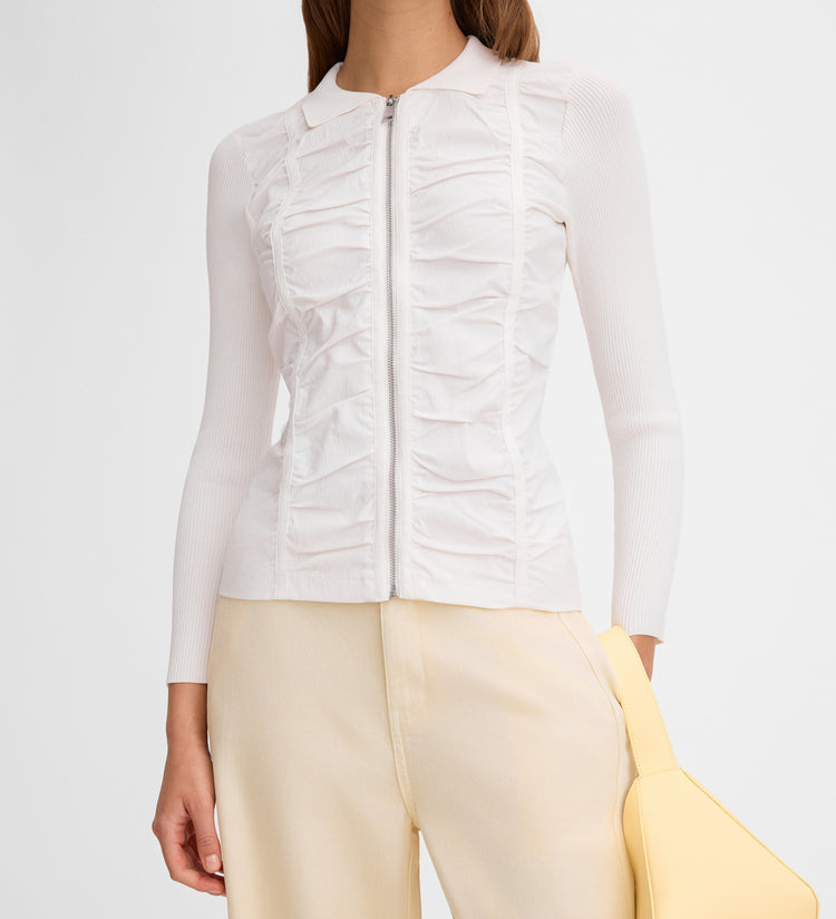 Bi-material knitted jacket