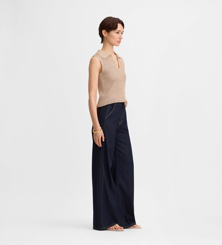 Embroidered wide-leg jeans