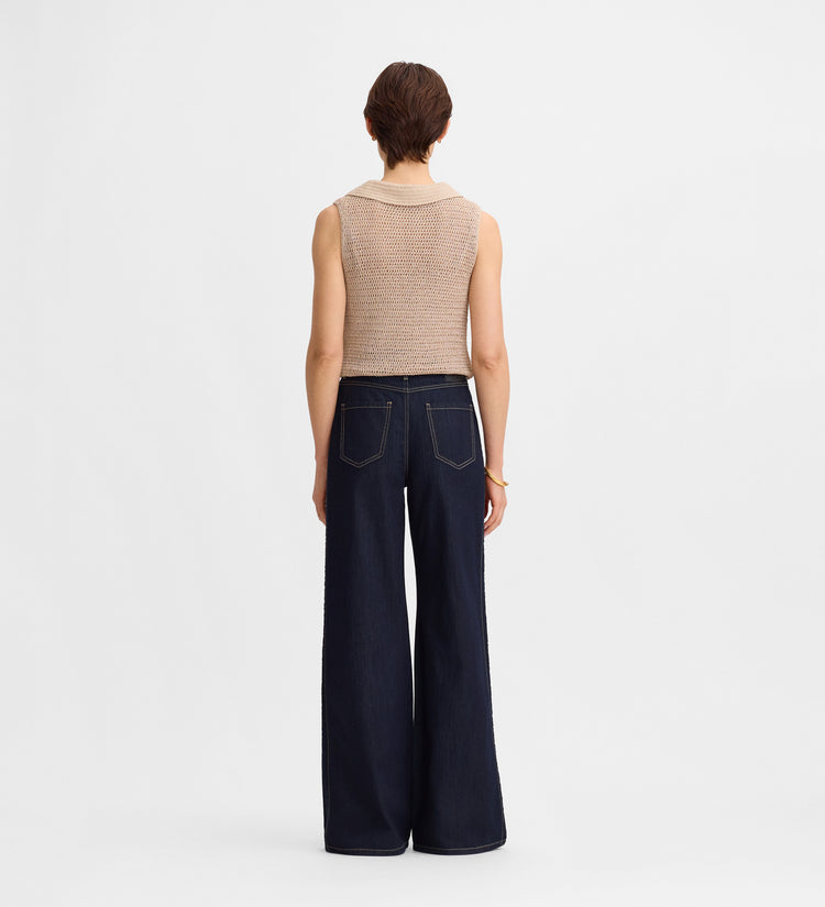 Embroidered wide-leg jeans