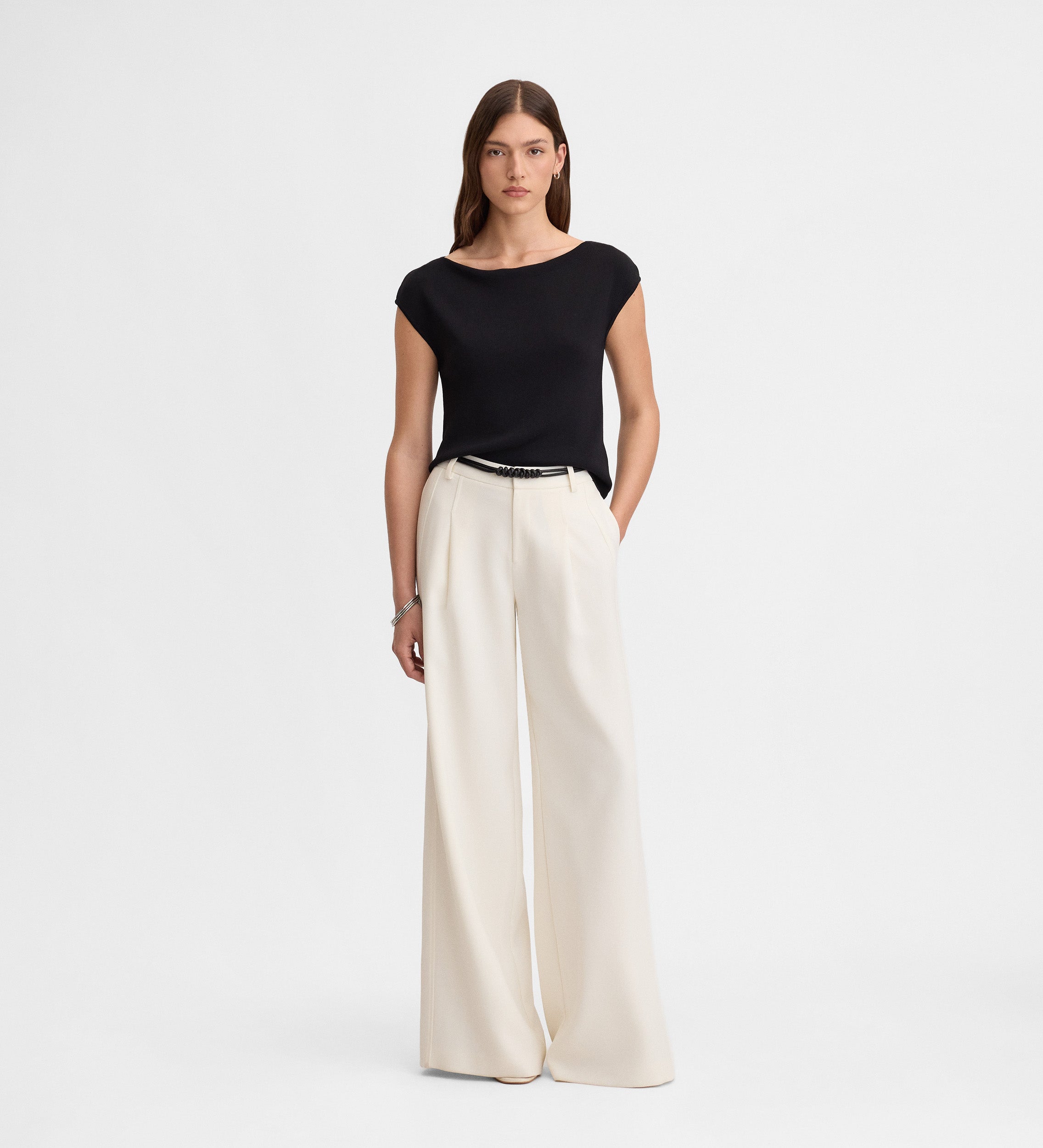 Boat neck knit top