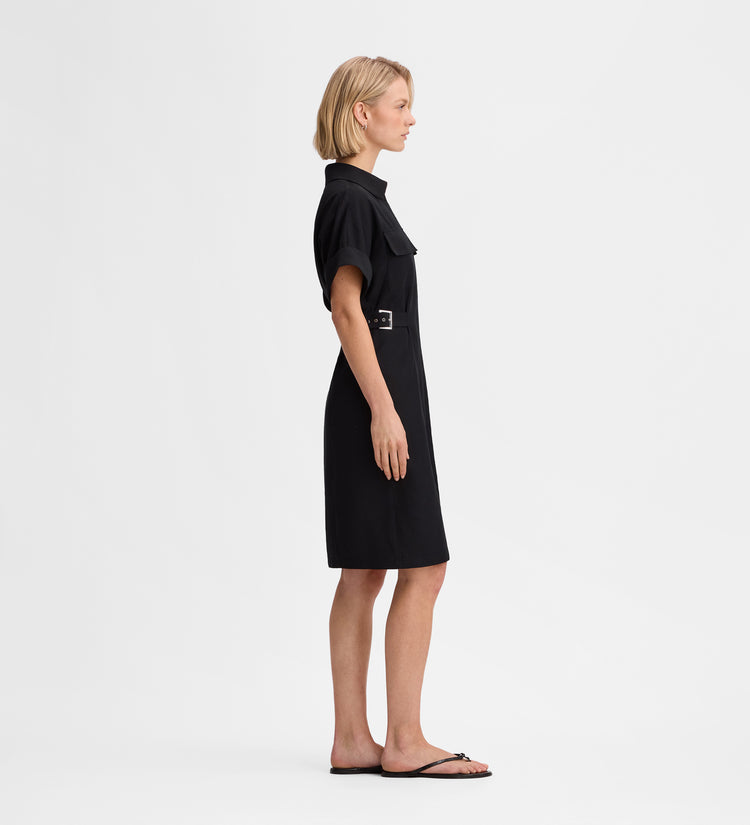 Shirt dress with buckles