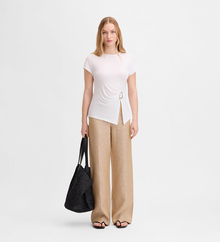 Asymmetrical buckle t-shirt