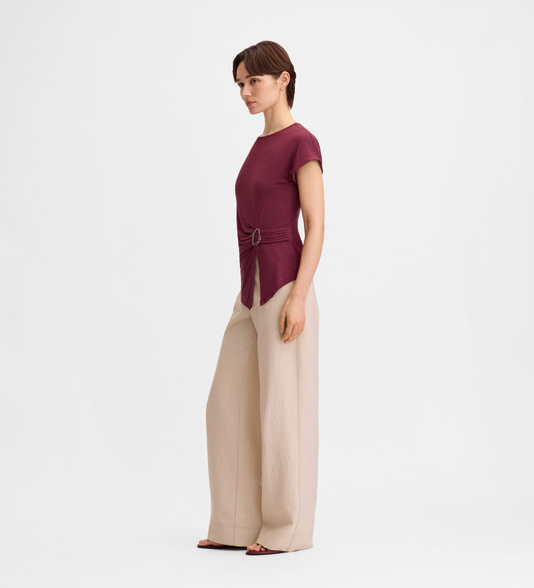 Asymmetrical buckle t-shirt