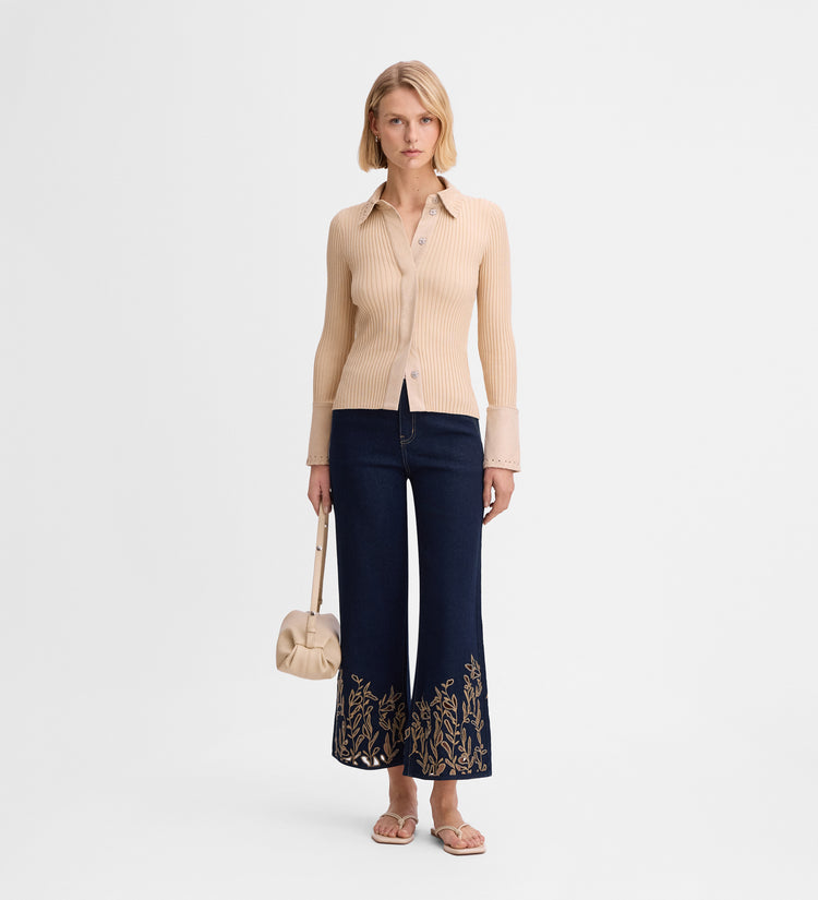 Embroidered cropped jeans