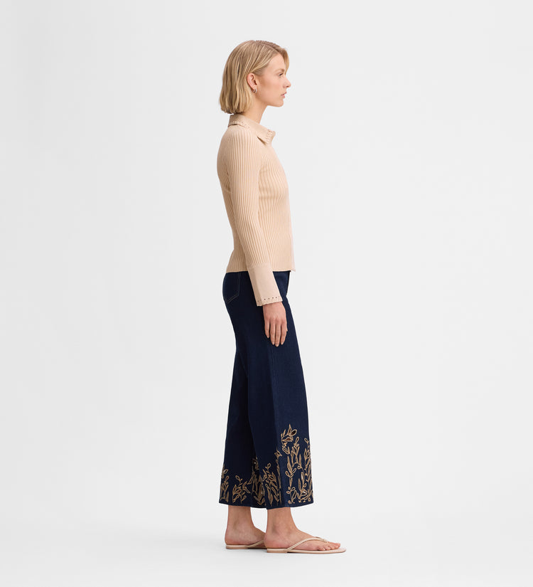 Embroidered cropped jeans