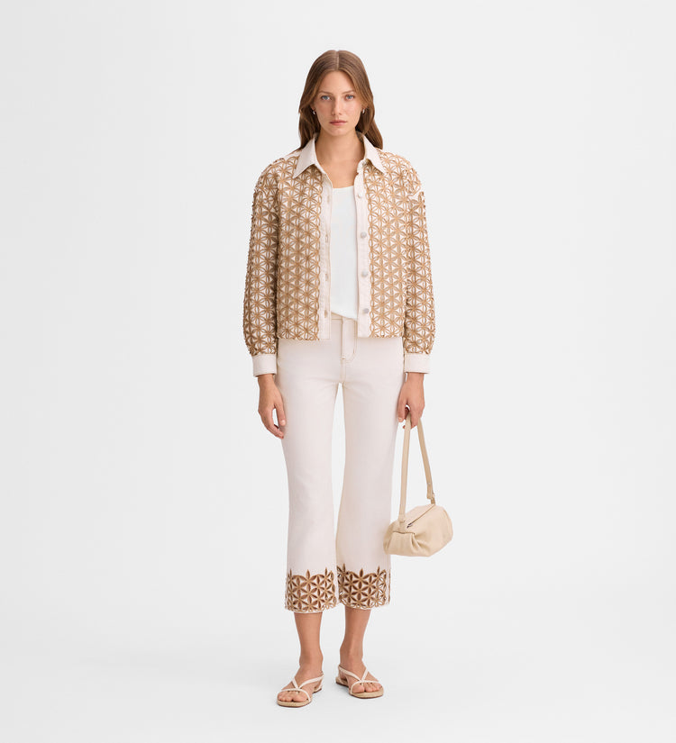 Pantalon court brodé décoratif