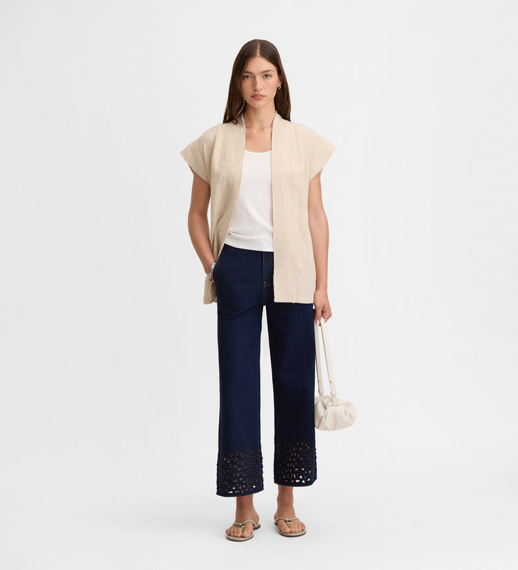 Jean crop ajouré