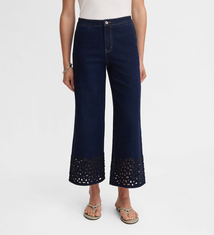 Jean crop ajouré