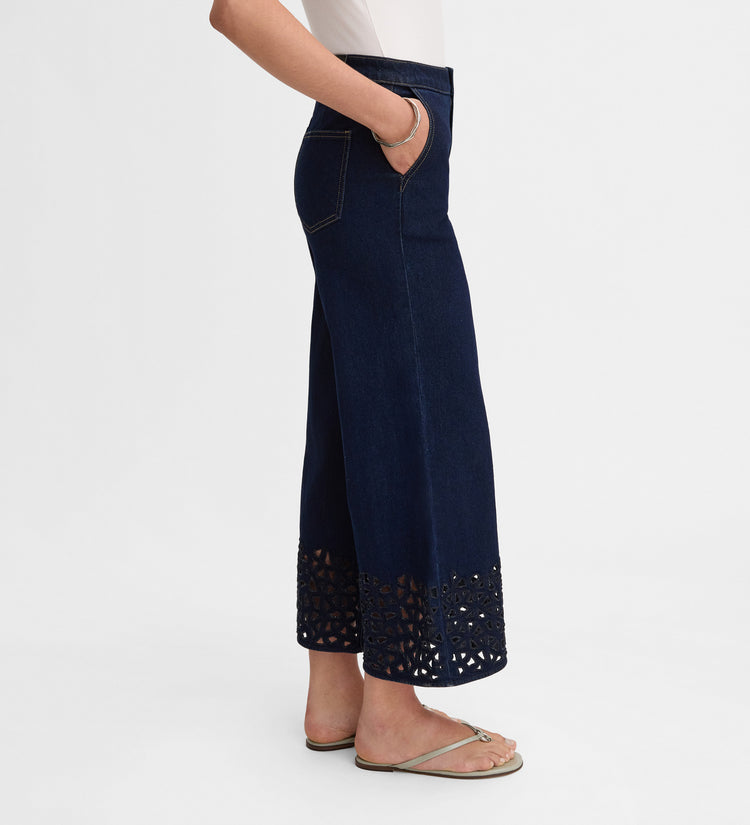 Jean crop ajouré
