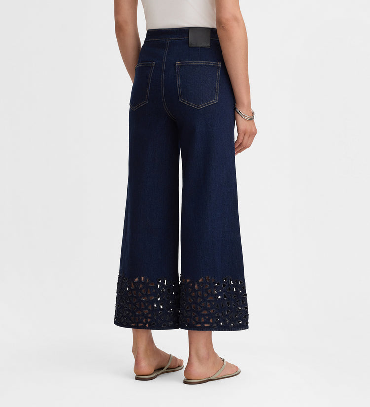 Jean crop ajouré