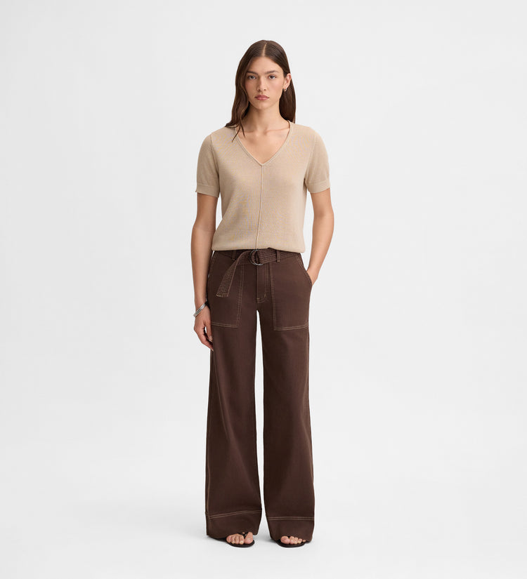 Pantalón denim pespuntes