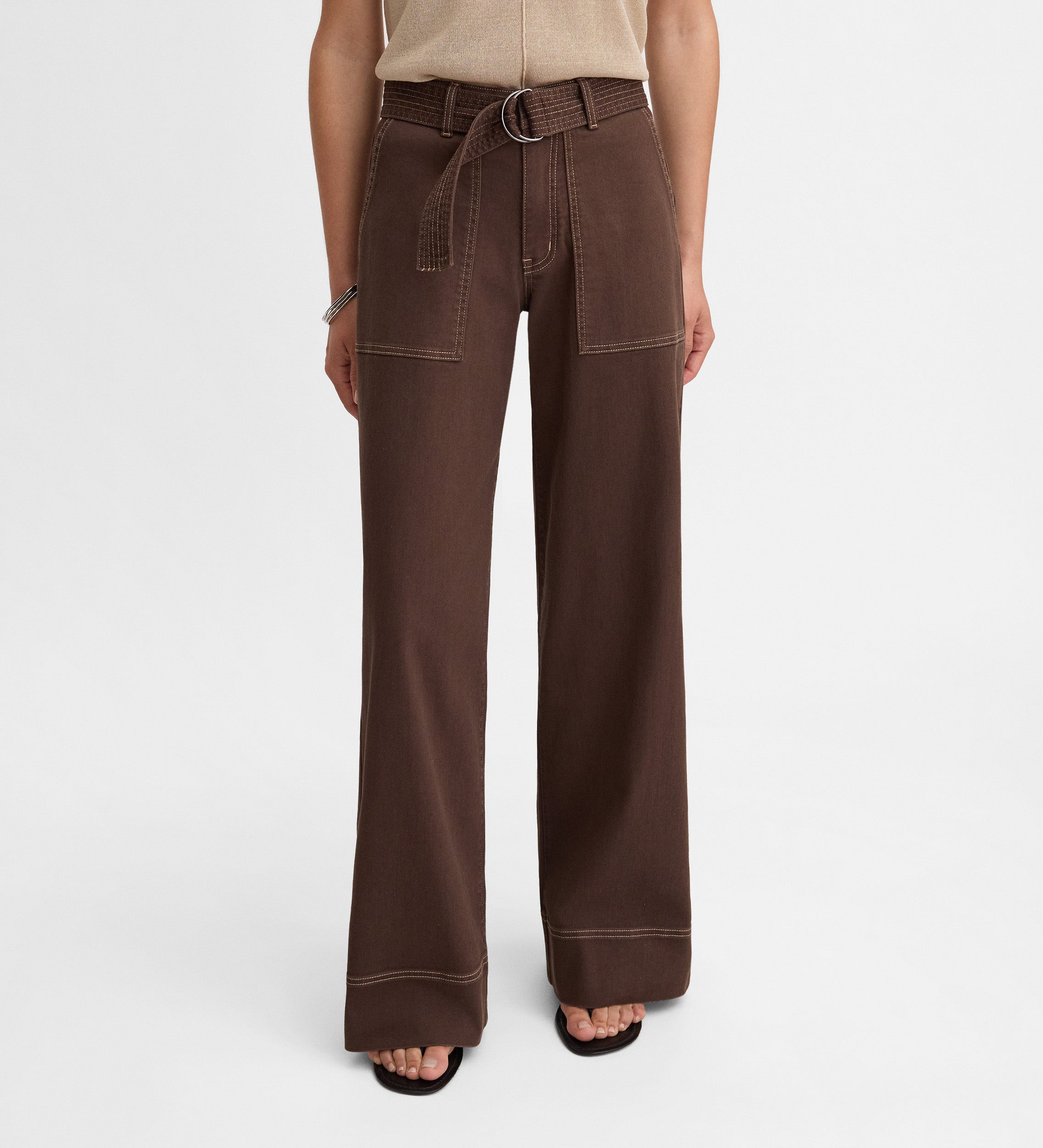 Denim pants with stitching