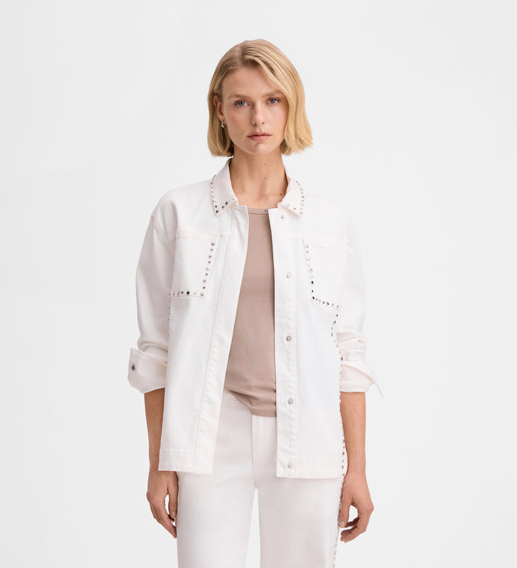 Denim overshirt rivets