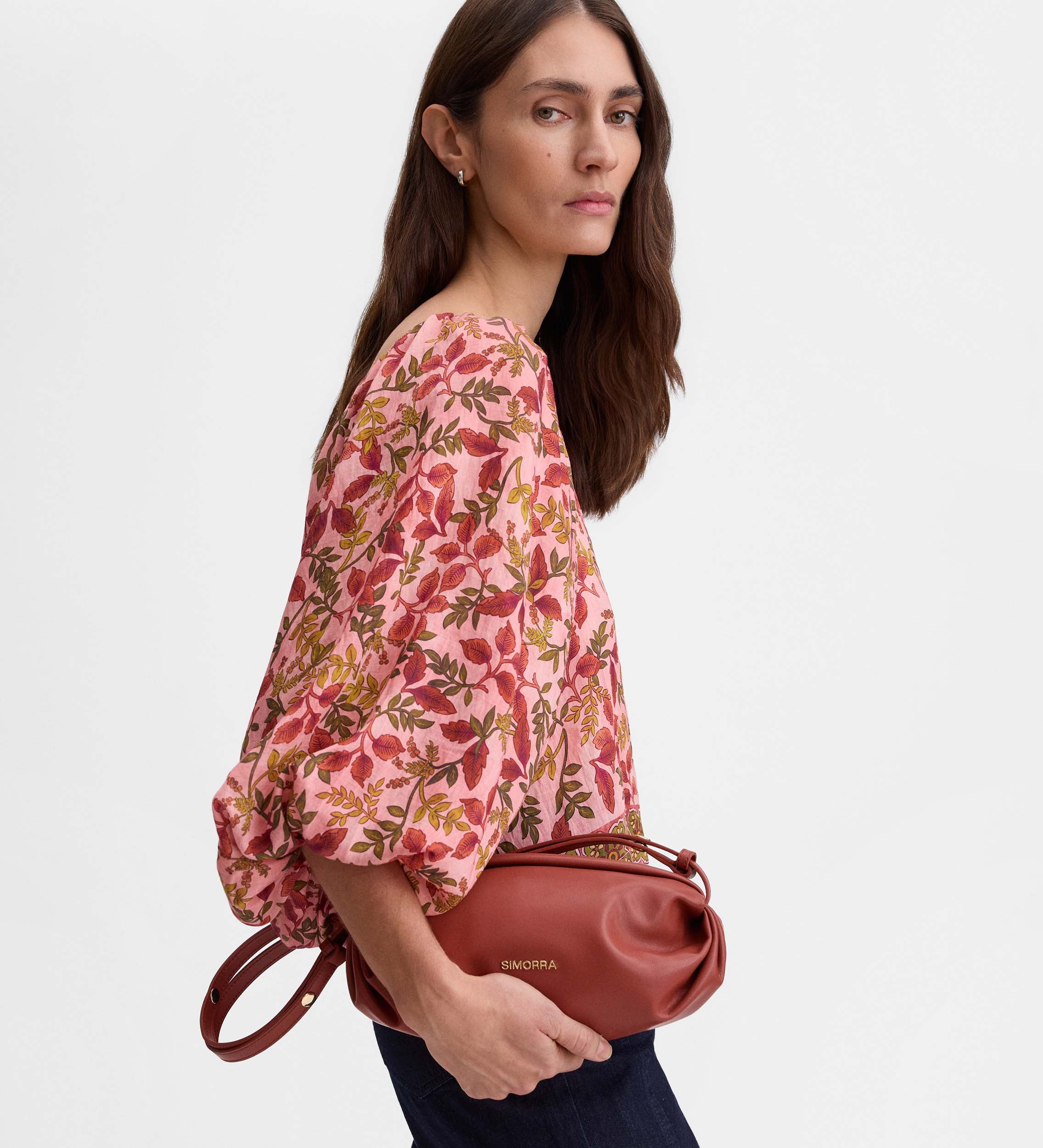 Top estampado manga abullonada