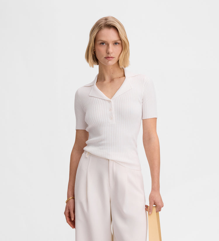 Polo neck knit top