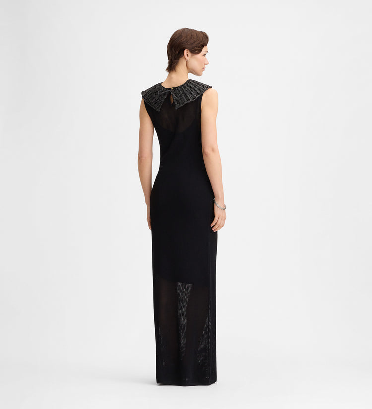 Robe maille col raphia
