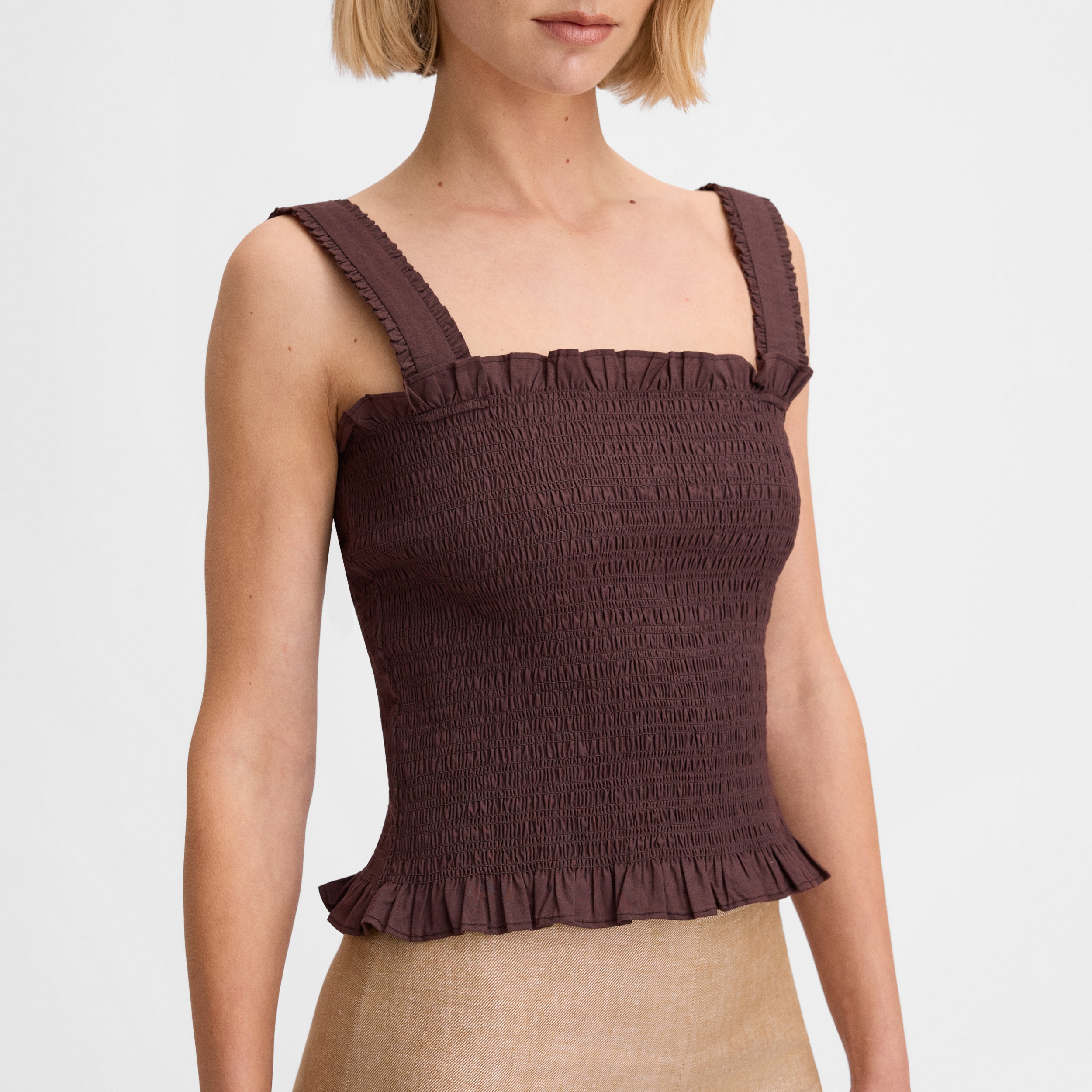 Top tirantes fruncido