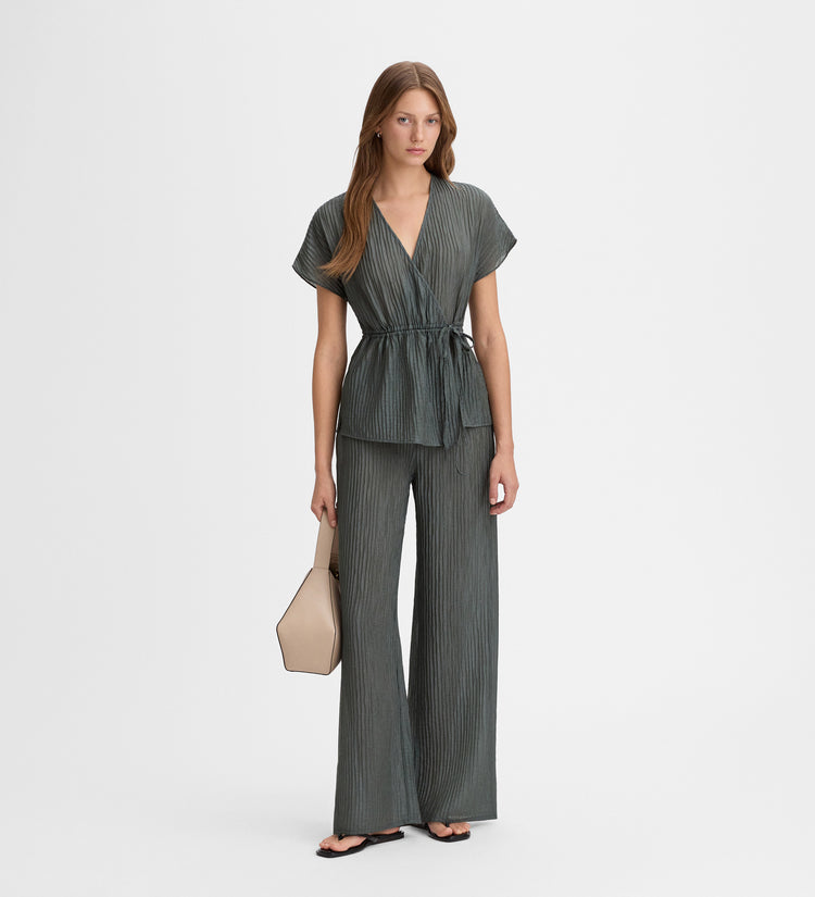Pantalon large texturé