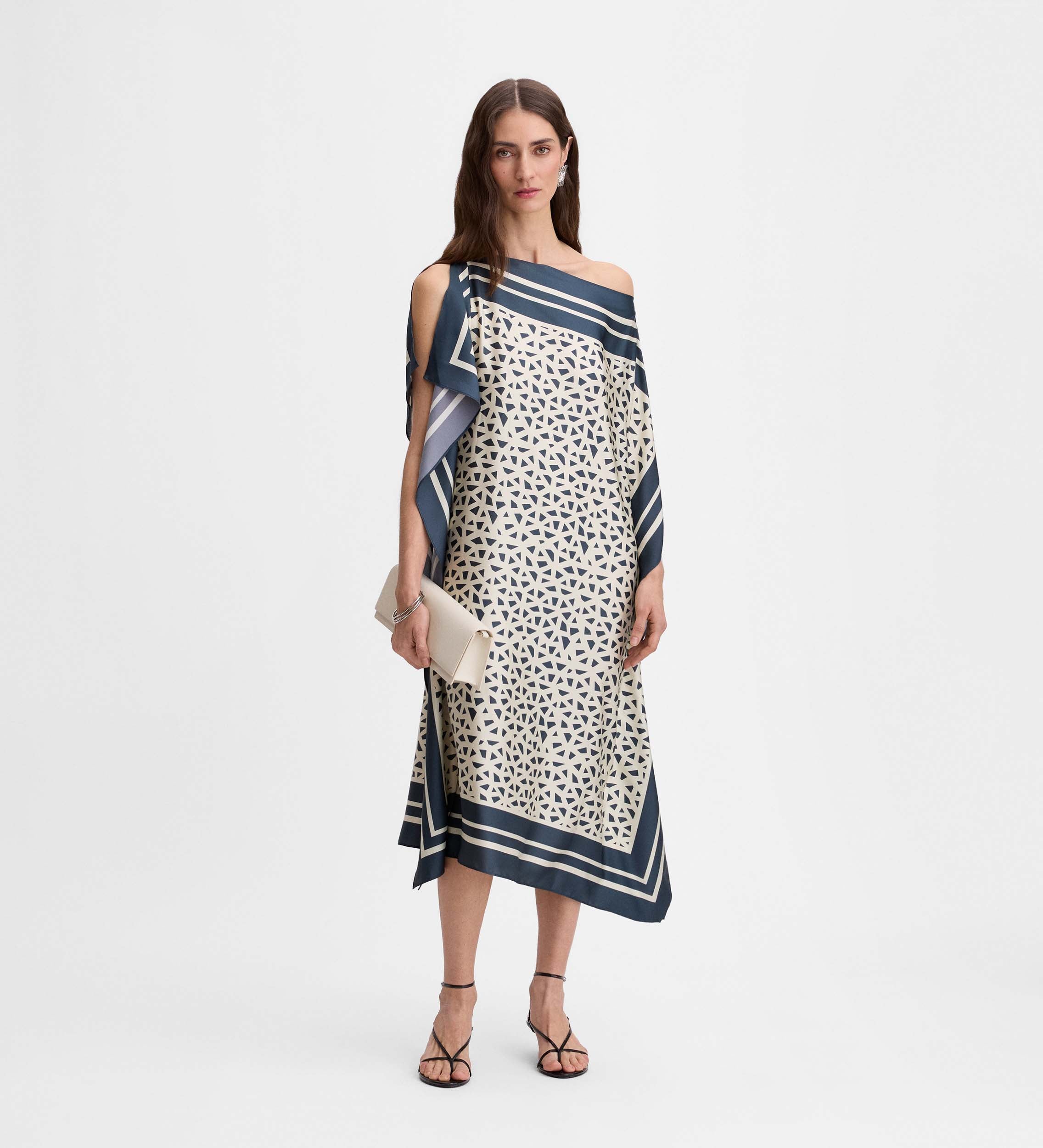 blue sequin v neck dress Shiny Sequin V Neck Evening Dress With Short Sleeves main image 1