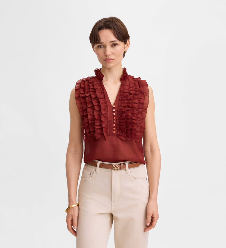 Blusa lino volantes