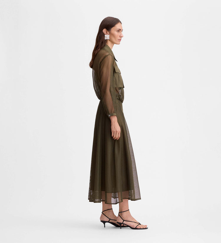 Mesh flared skirt