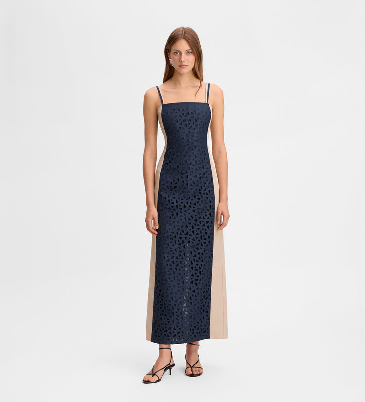 Robe bicolore découpée laser