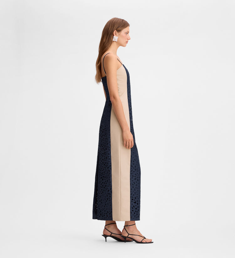 Robe bicolore découpée laser