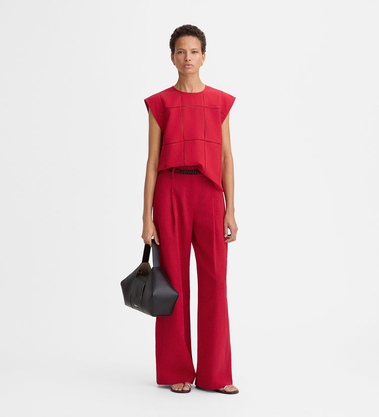 Wide-leg pleated pants