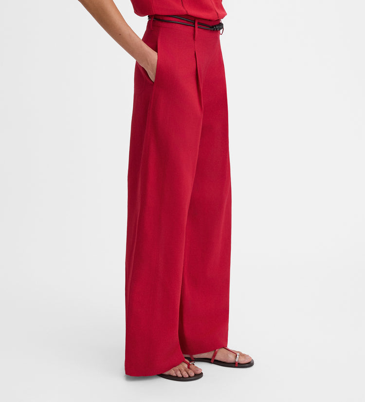 Wide-leg pleated pants