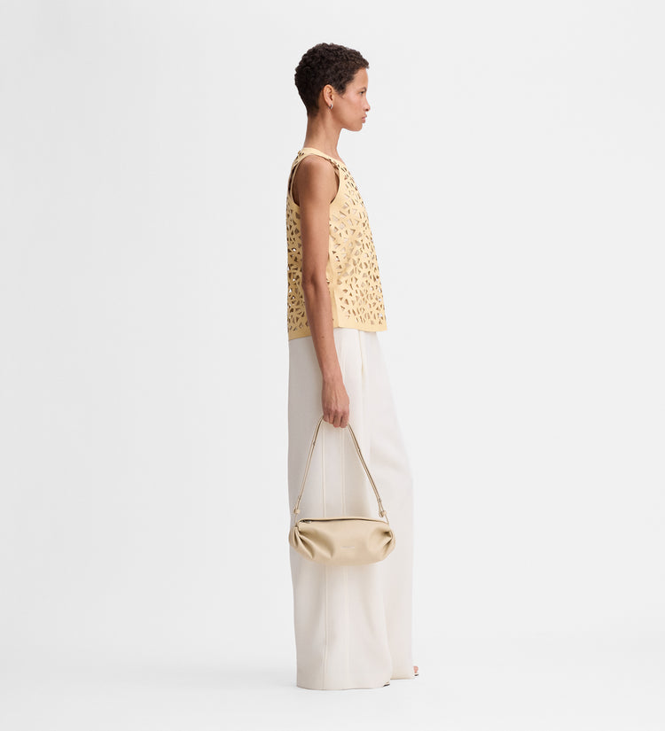 Perforated vegan leather top
