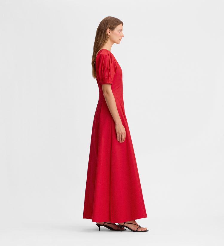 Taffeta dress with fringes