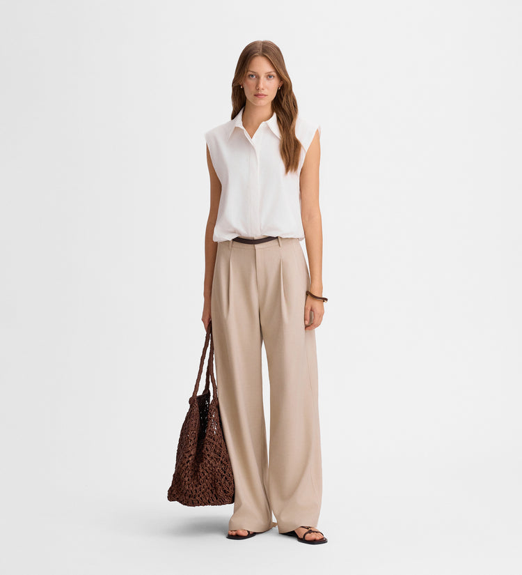 Wide-leg pleated pants
