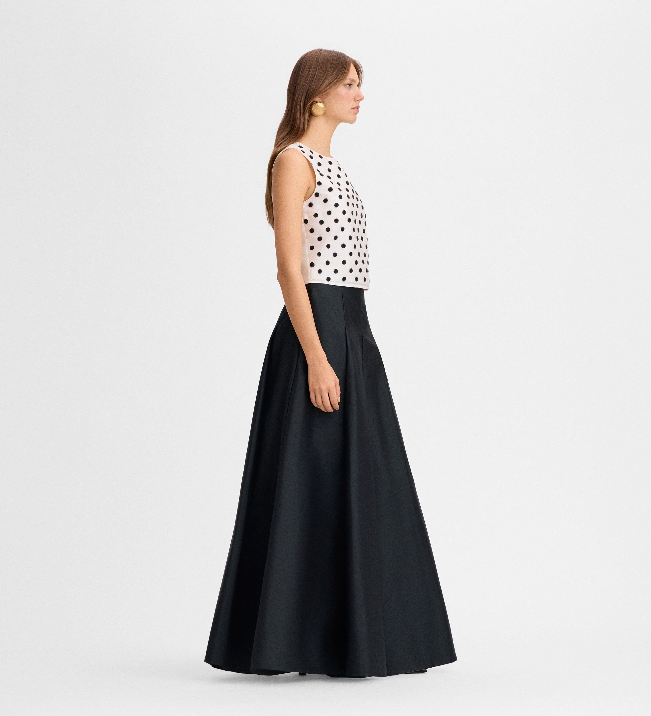 Falda larga tafetán