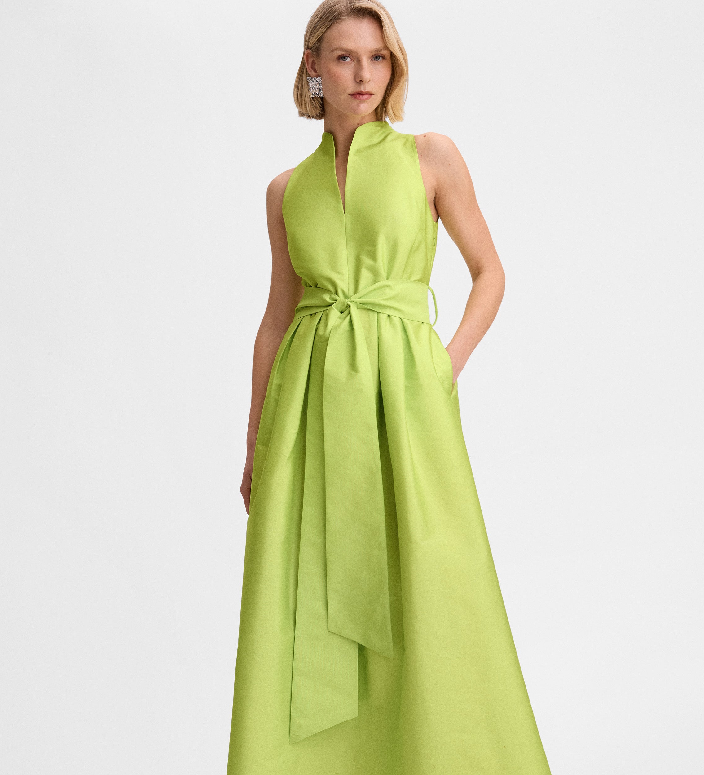 Vestido largo tafetán