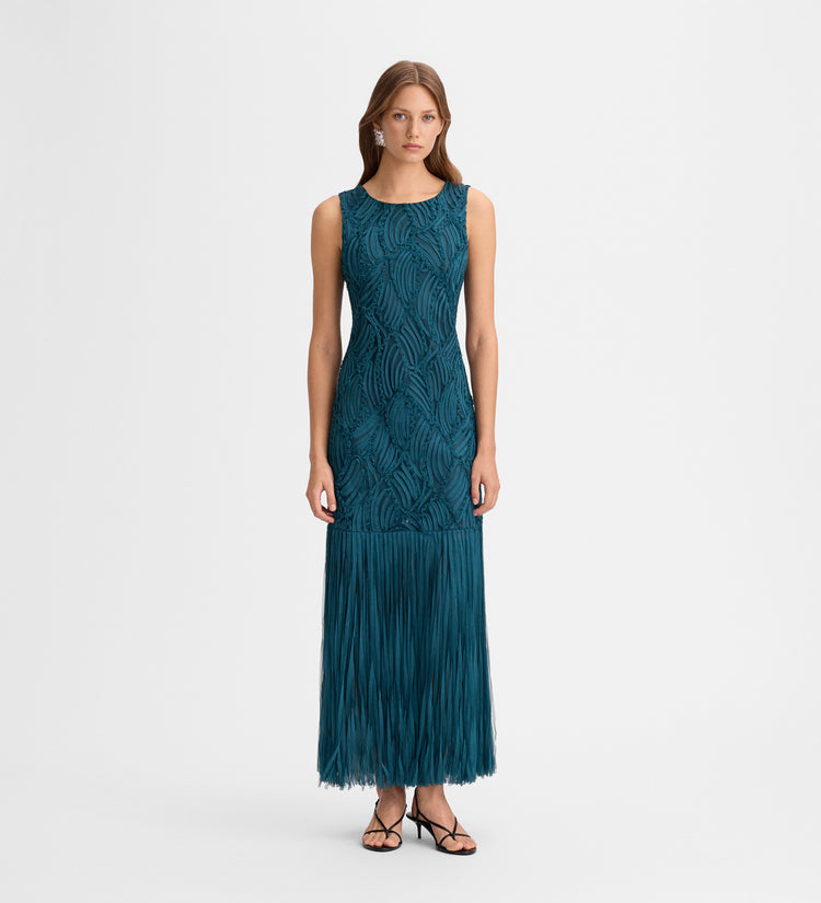Robe longue à franges