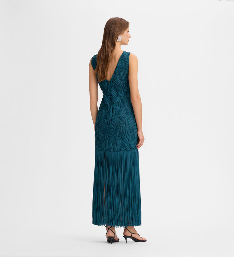 Robe longue à franges