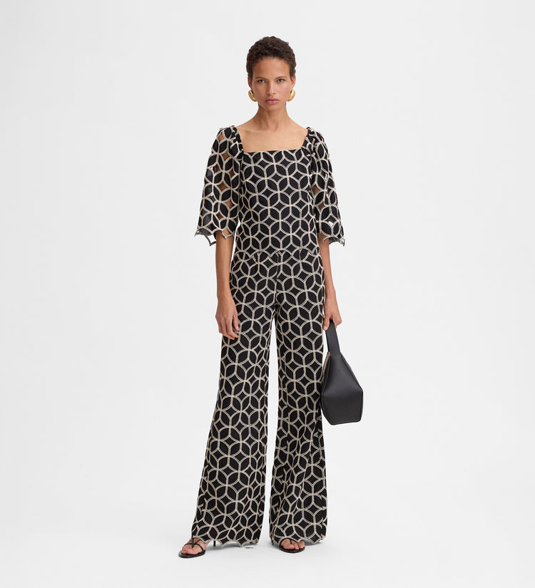 Pantalon palazzo brodé