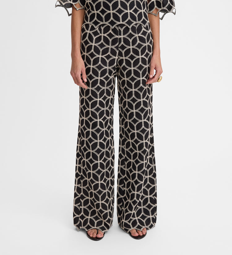 Pantalon palazzo brodé