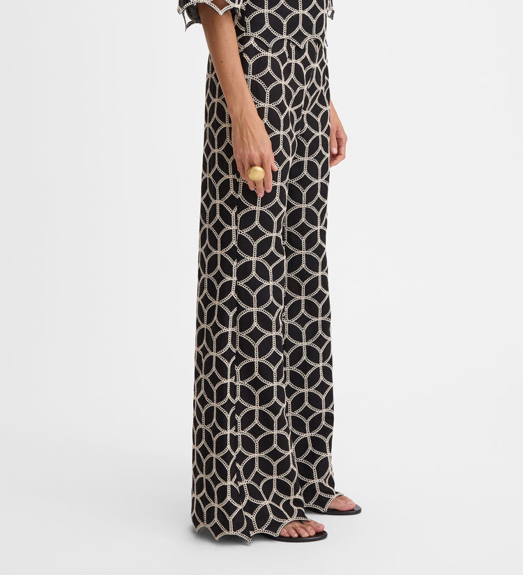 Pantalon palazzo brodé