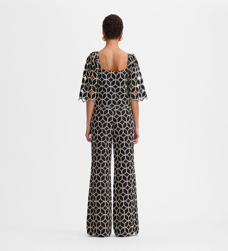 Pantalon palazzo brodé