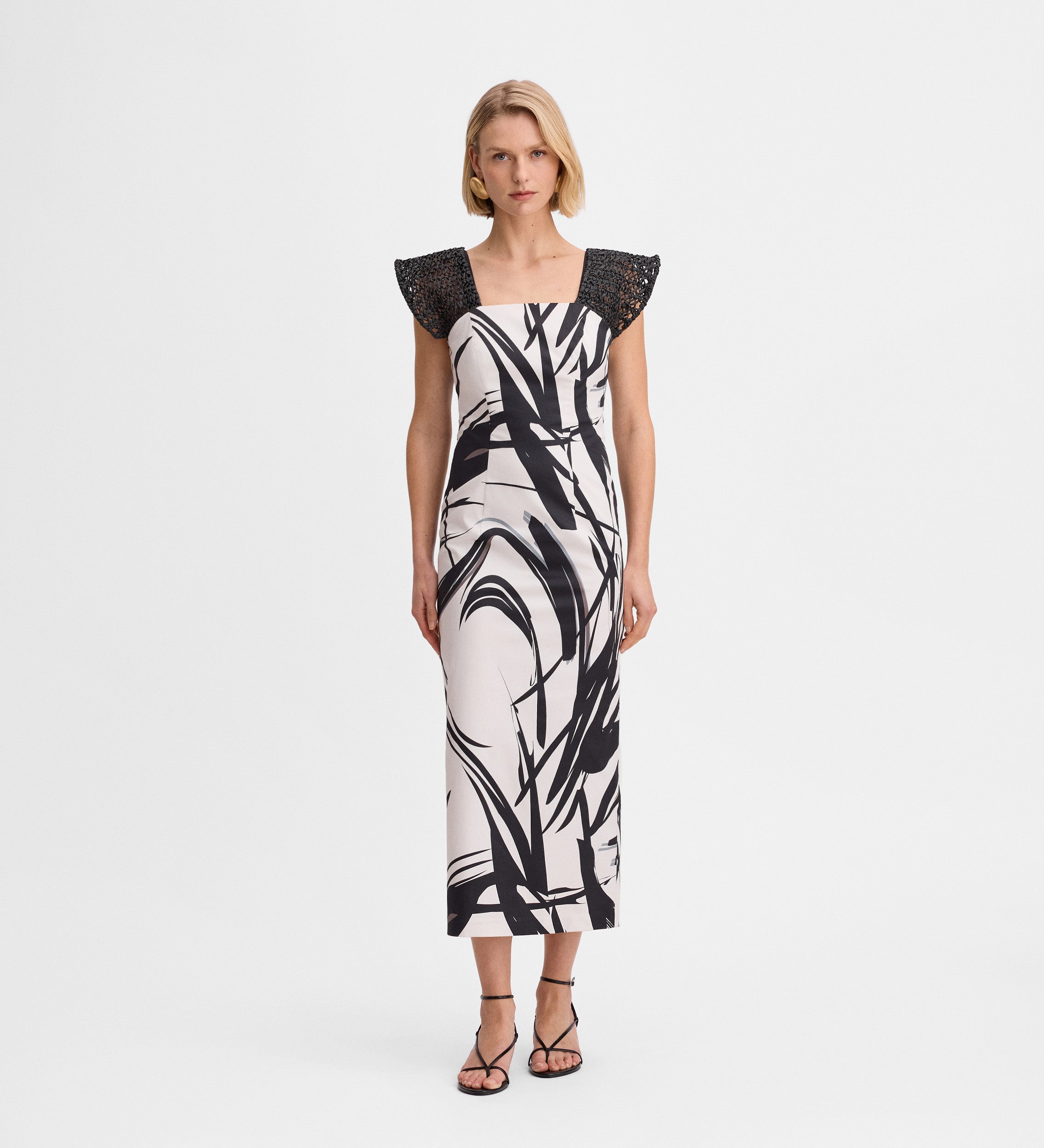 Vestido hombros rafia