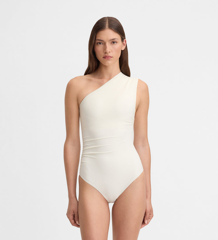 Maillot bain asymétrique ceinture décorative